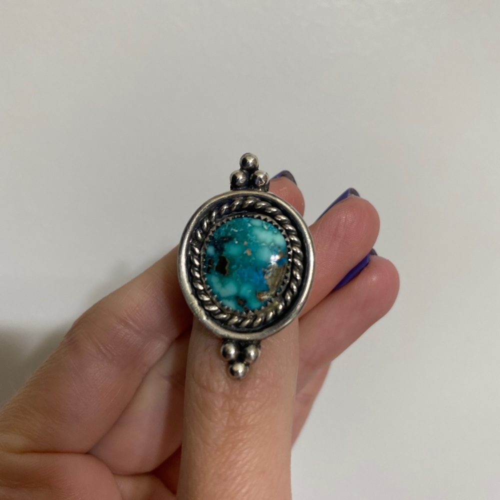 NEW OOAK White Water Turquoise Sterling Ring - Picture 4 of 6